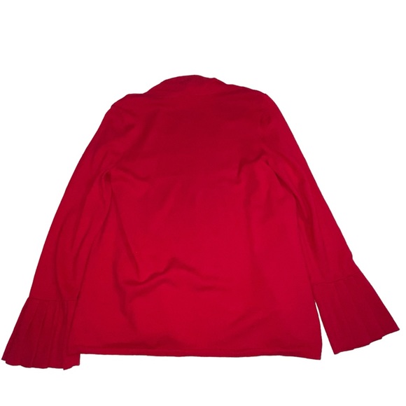 Talbots Cotton Cashmere Blend Red Open Cardigan Pleated Cuffs - Women’s Large - Picture 6 of 10